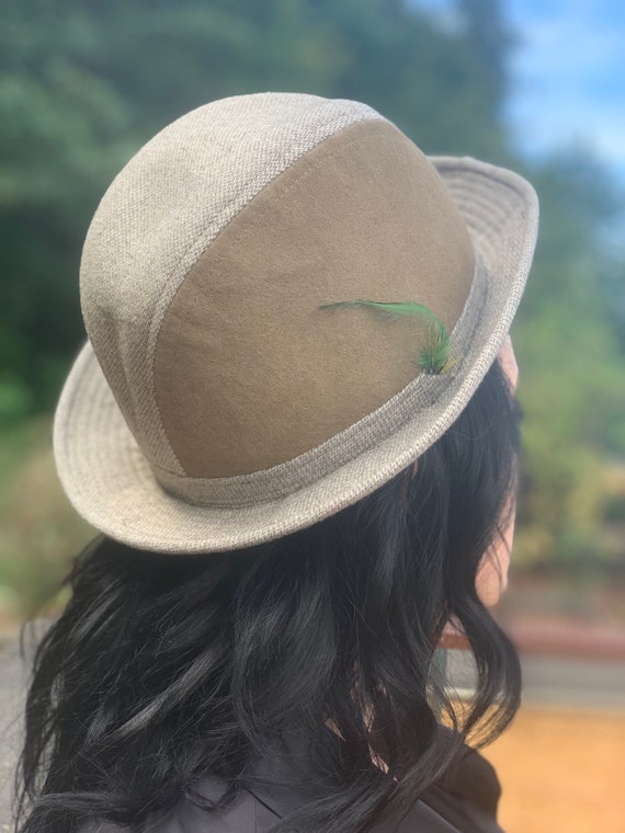 Vintage Tan Brown Wool Fedora Hunting Hat Cap