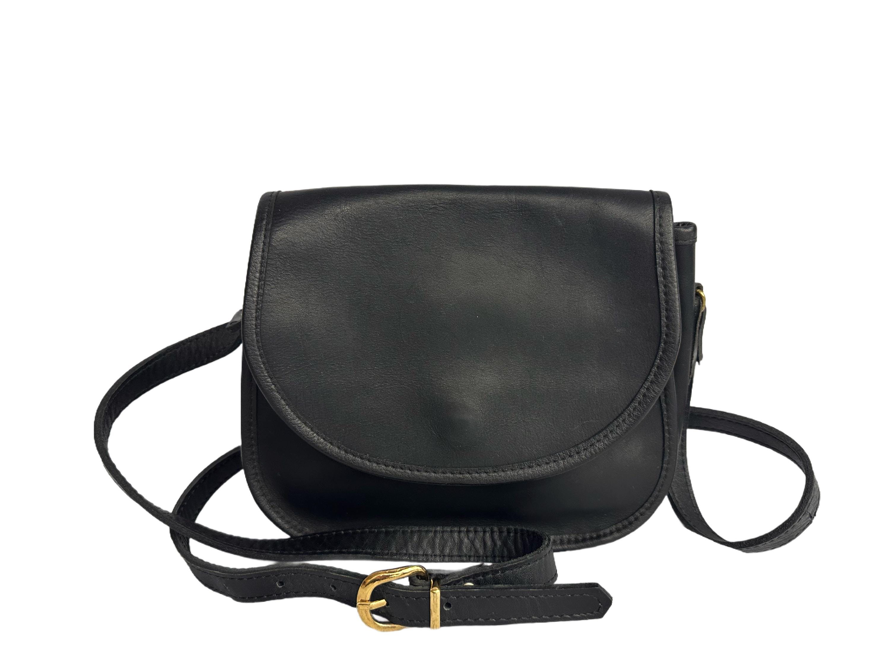 Vintage Coach Bag Black Leather Multi Pocket Adjustable Shoulder