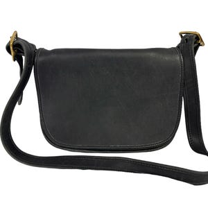 Bolso Coach Vintage de Cuero Negro, Bolso de Mano con Múltiples Bolsillos, Correa de Hombro Ajustable, Bolso Cruzado, Monedero Grande