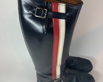 Mid Century Thorogood Pin Stripe Black Leather Motorcycle  display picture 1