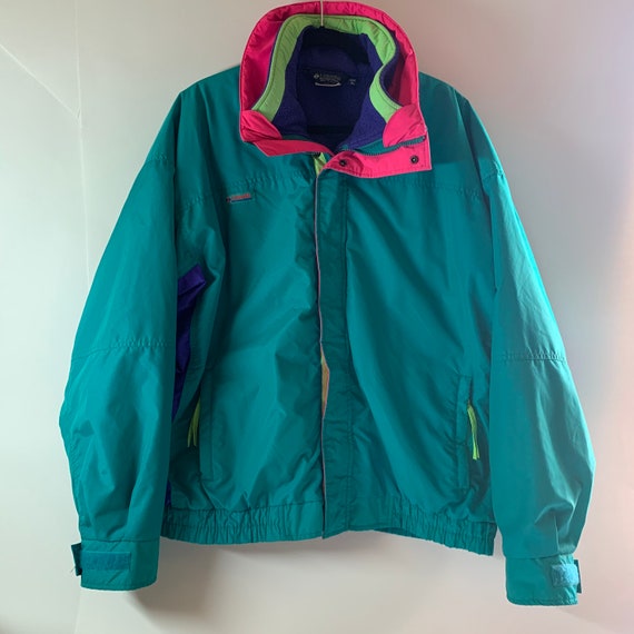 Vintage Columbia Sportswear Ski Snow Teal Neon Pink Green