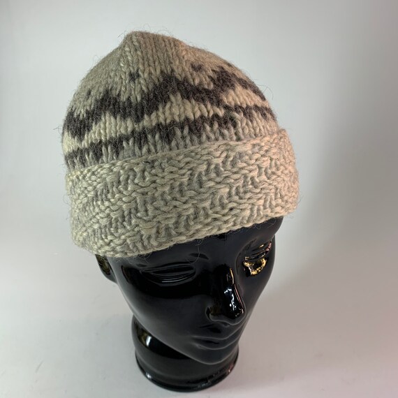 Vintage Wool Knit Beannie Hat Cap Tan Brown Pattern - Etsy