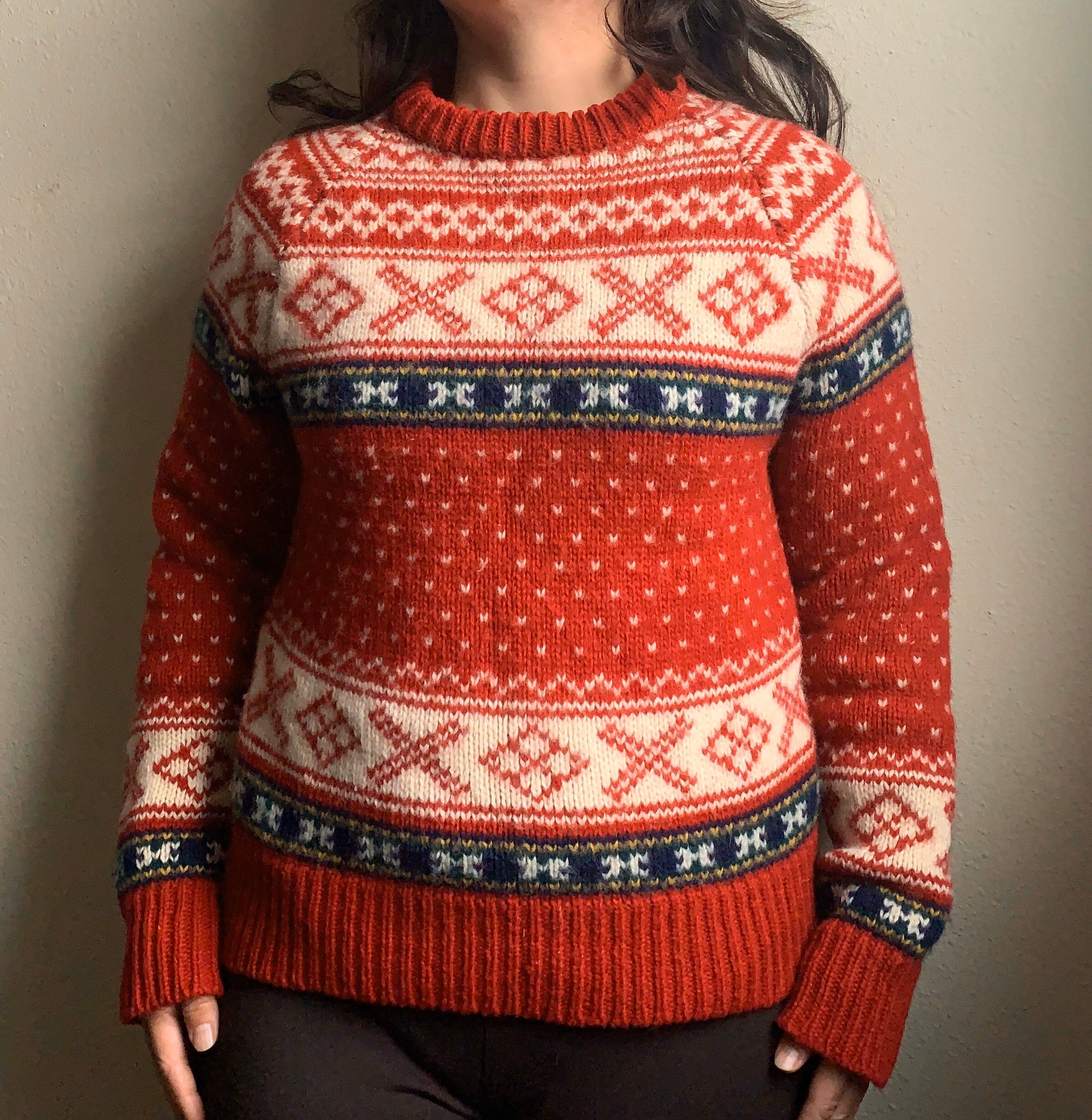 CommonThreadClothing Limited America Vintage Knit Wool Red White Pullover Sweater Women's Unisex Medium