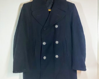 Small 50s US Navy Kersey Peacoat / Pea Coat, 100% Wool, Eight