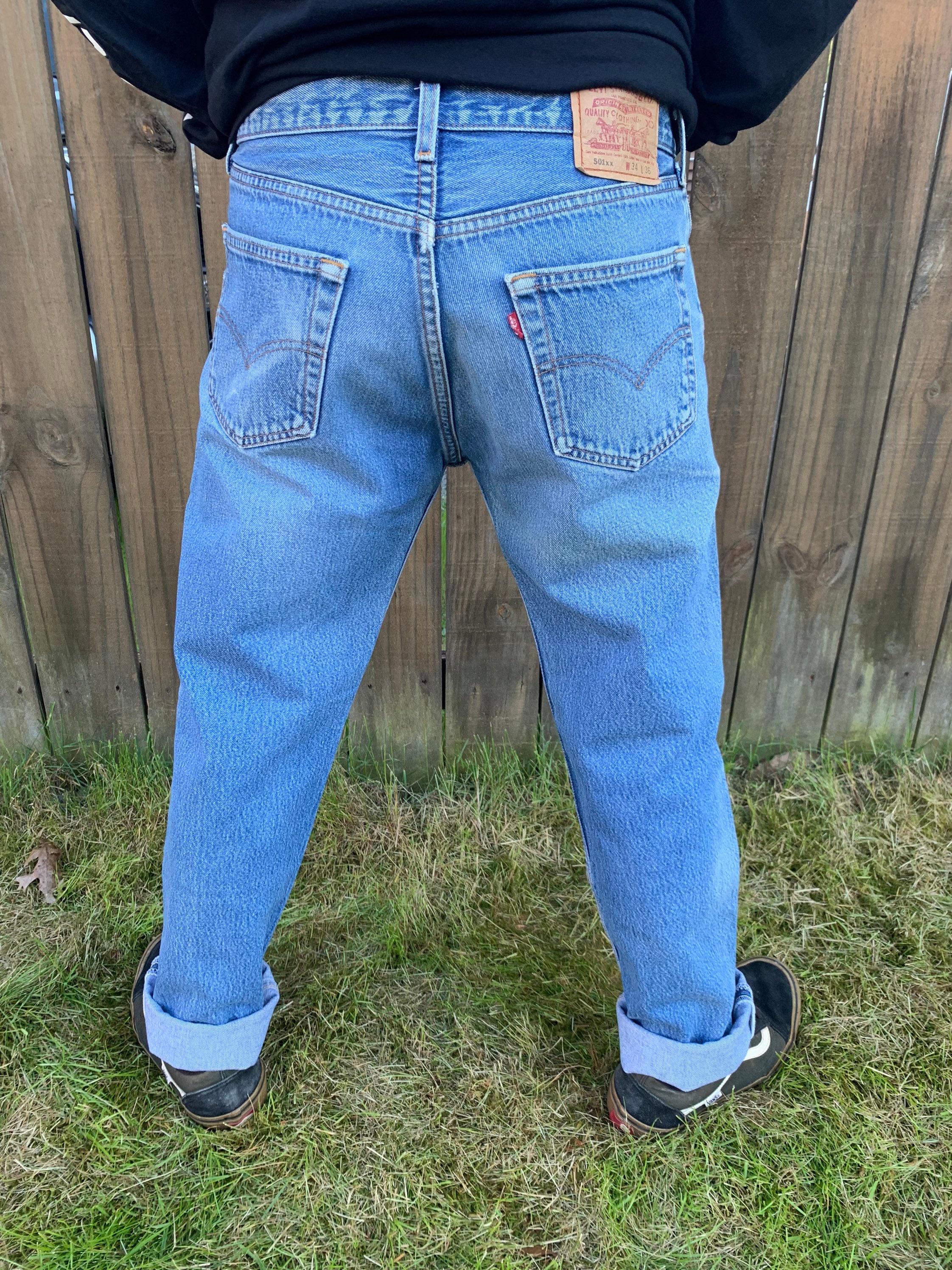 Vintage Levi's W34 X L36 501 Original Riveted Blue Jeans Made in