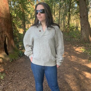 Vintage Environmental Clothing Co Knit Sweater Tan and Brown Wool Blend