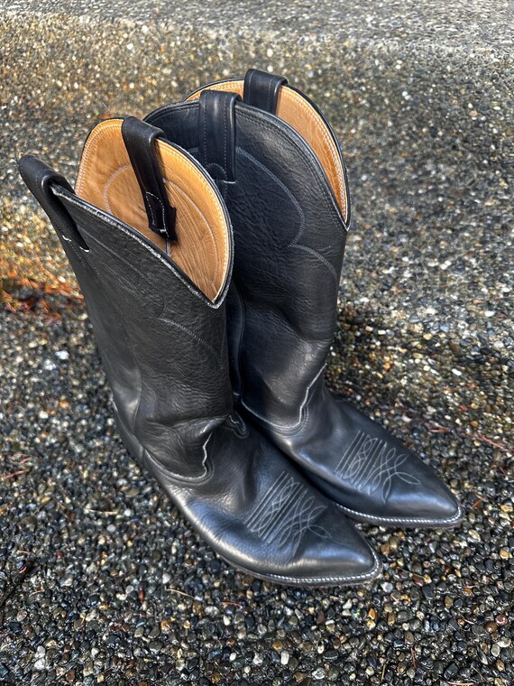 Vintage Nocona Men’s Black Leather Western Cowboy Boots Size US 8 D Vintage Nocona 8517C Black Cowhide Cowboy Western Round Toe  main image 2