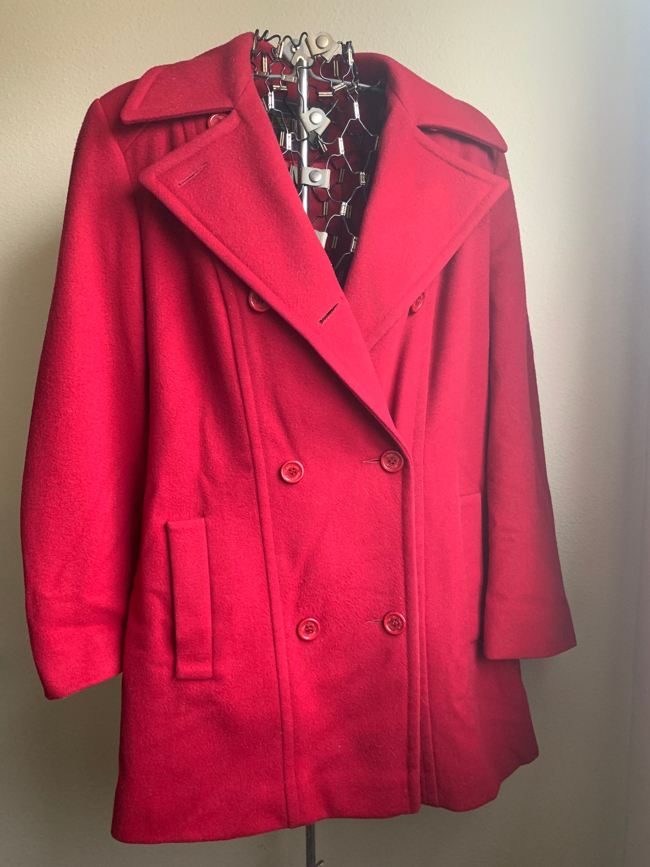 Pendleton Wool Red Burgandy Winter Pea Coat Jacket Women's Size 10 ...