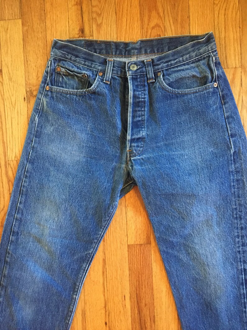 Levi's Original Riveted 501 Dark Medium Blue Jeans Etsy