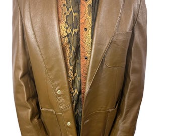 Chaqueta de cuero marrón Lakeland para hombre, talla 42