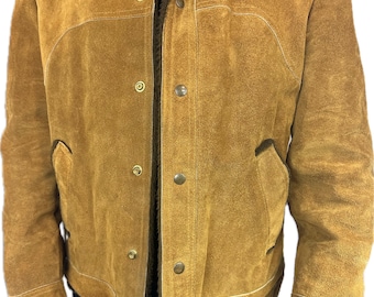 Vintage 70s 80s JC Penney Suede Leather Sherpa Lined Jacket Coat