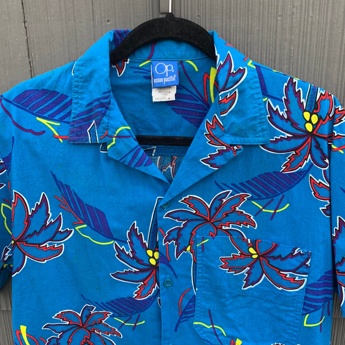 Vintage Ocean Pacific Hawaiian Shirt Blue Short Sleeve Button - Etsy