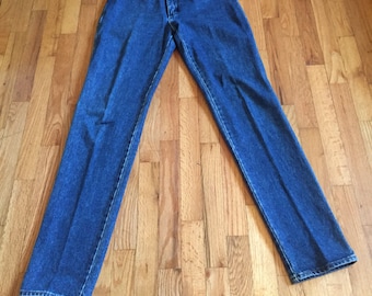 Vintage Wrangler Cowgirl Cowboy Cut Dark Blue Denim Ridning Jeans Boot Cut High Rise Women's Size 9/10 36