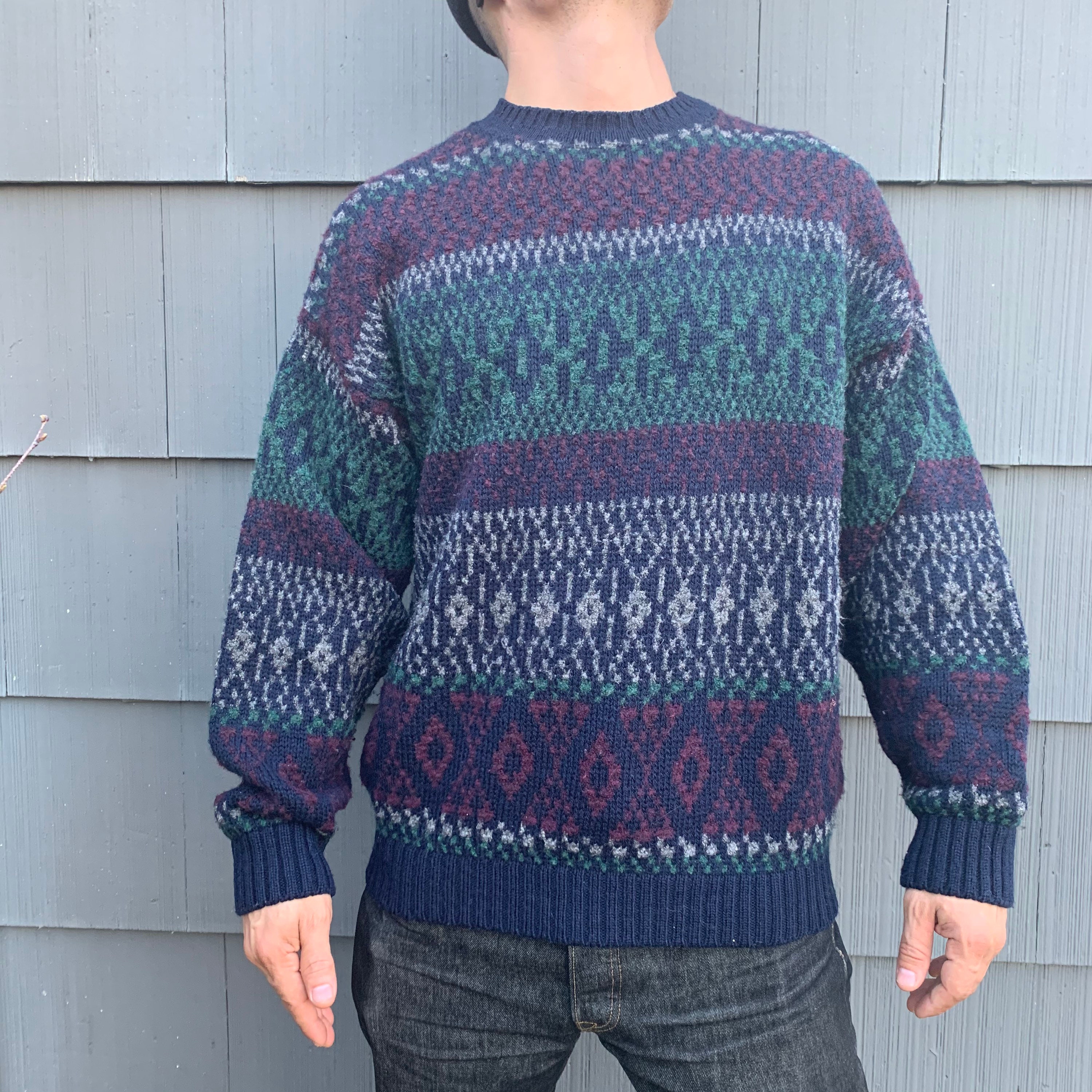 Vintage Pendleton Blue Purple Pattern Wool Sweater Size | Etsy
