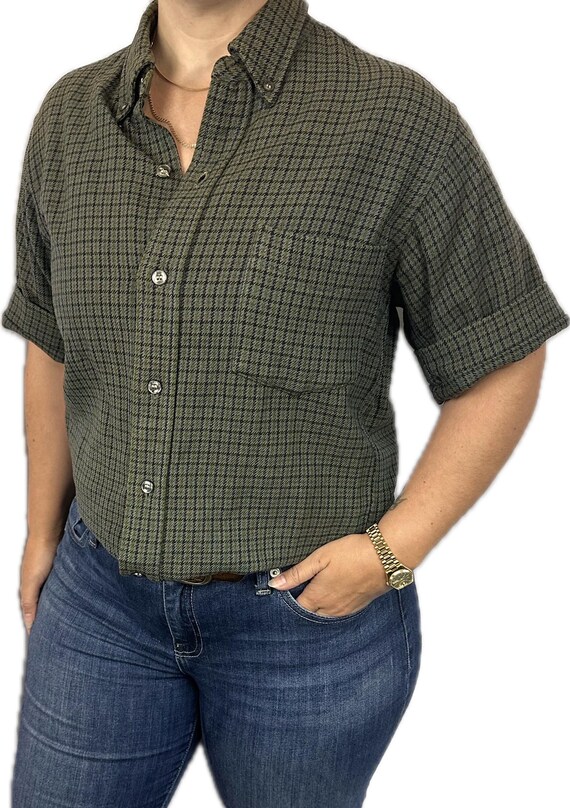 Pendleton Vintage Short Sleave Button Up Wool Pla… - image 1