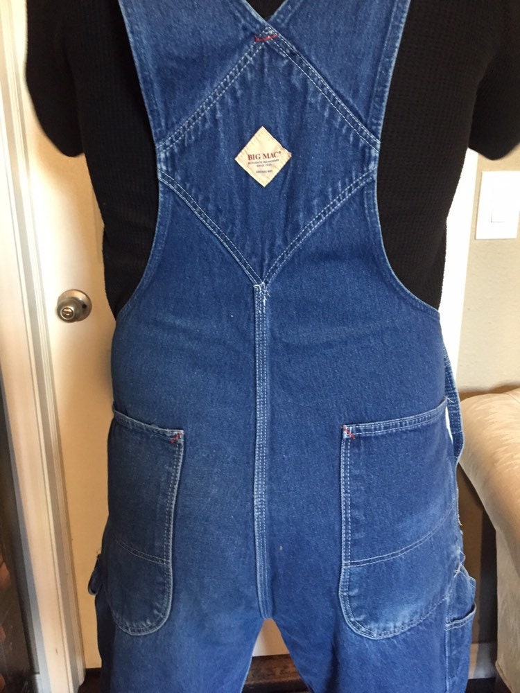 Vintage Big Mac Square Bak Overalls Medium Blue Denim Jeans | Etsy