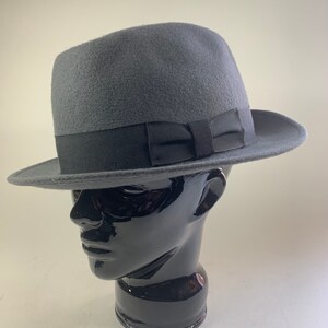Vintage Steve Harvey Collection Grey Wool Felt Fedora Hat with Bow