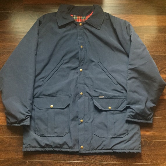 Vintage Navy Blue Carhartt Work Rain Jacket Coat … - image 4