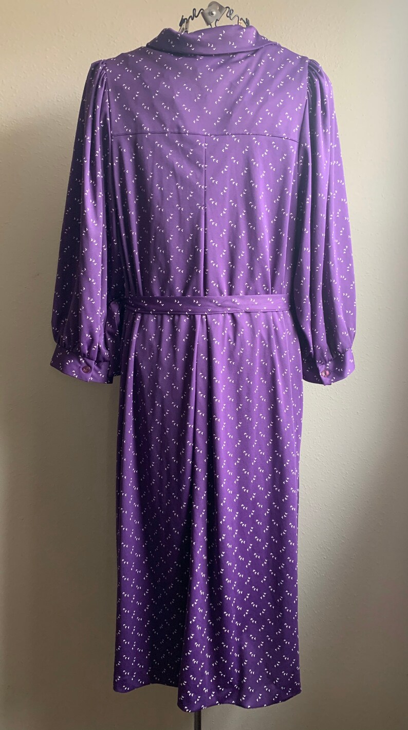 Vintage Bon Marche Purple and White Long Sleeve Dress Size 16 Etsy