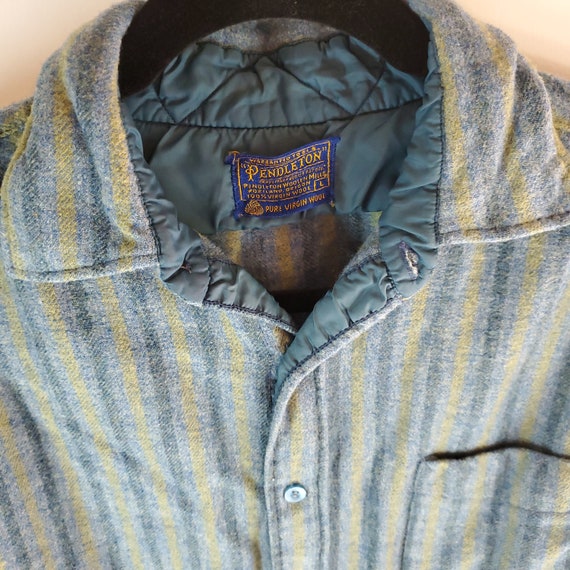 Rare Pendleton Blue and Yellow Green Striped Vintage … - Gem