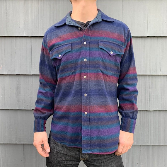 Pendleton バーガンディ ボタンアップシャツ ペンドルトン ヴィンテージ ボタンアップ ネイビーブルー
