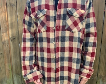 Vintage Woolrich Plaid Wool Nylon Blend Heavy Shirt Men's Large