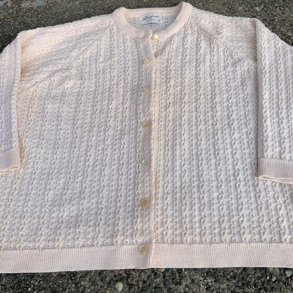 Vintage Aberjona Wool Knit Cardigan White Cream B… - image 7