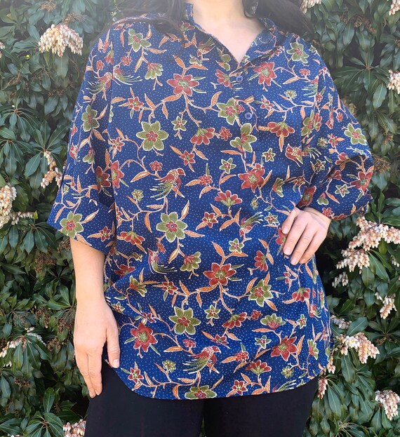 Vintage Levi's Red Blue Floral Bird 