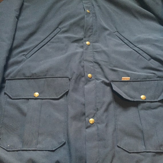 Vintage Navy Blue Carhartt Work Rain Jacket Coat … - image 7