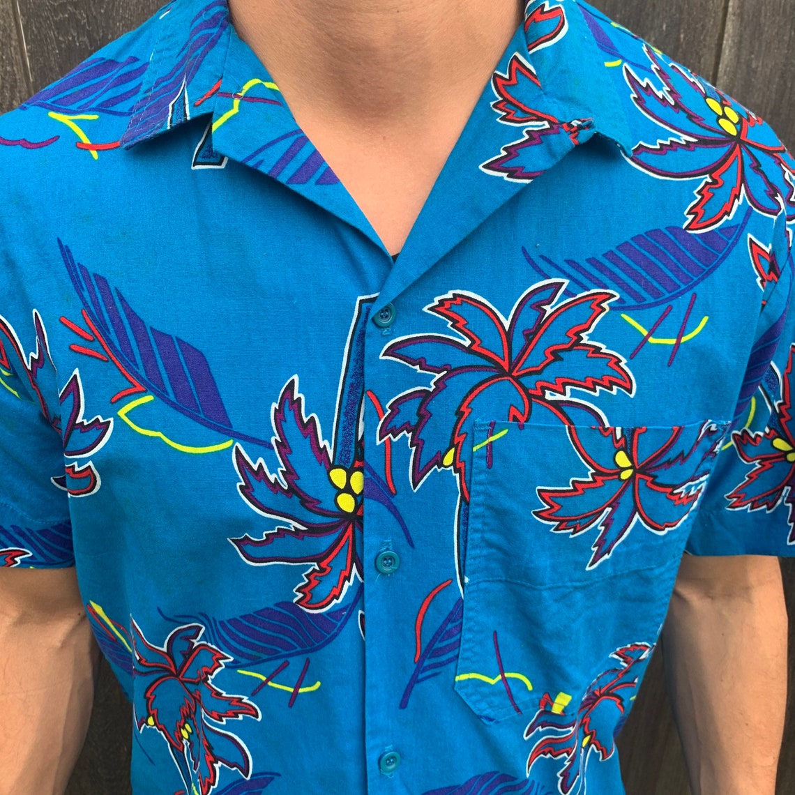 Vintage Ocean Pacific Hawaiian Shirt Blue Short Sleeve Button - Etsy