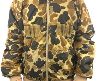 Vintage 1980s Duck Camouflaged Hunting Jacket / All Over Print