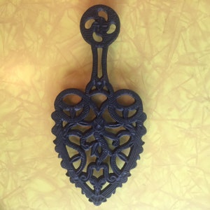 Vintage 1940's J.Z.H. Cast Iron Latticework Trivet Wall Decor or Hot Pan Holder