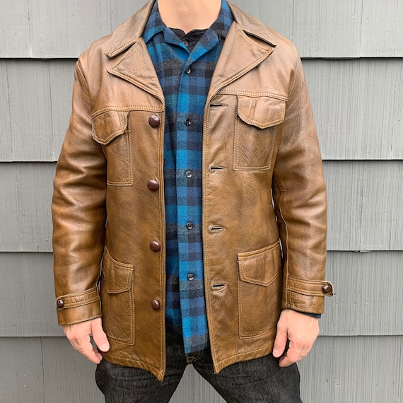 SKM Made In Seattle Vintage Brown Tan Leather But… - image 1