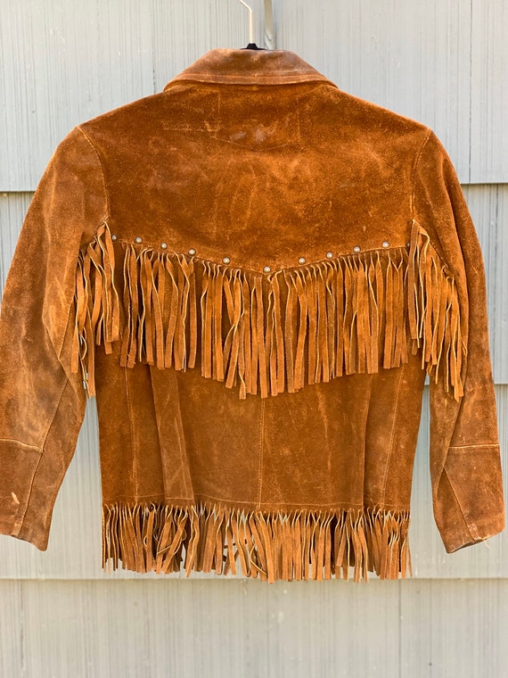 Pioneer Wear Brown Tan Suede Leather And Fringe V… - image 4