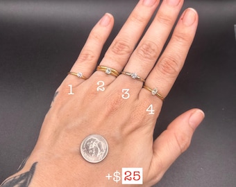 Estate Stackable 14k Gold Mixed Diamond Rings Bands - 5/1 - LOT EE