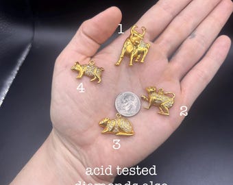 Estate Stackable 14k Gold Mixed Diamond Zodiac Charms - 5/25 - LOT T