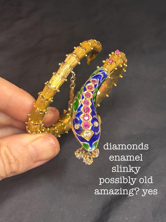 Estate Stackable 14k Gold Mixed Bangle Bracelet  … - image 1