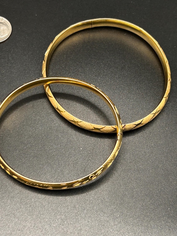 Estate Stackable 14k Gold Mixed Bangles Bracelets… - image 9
