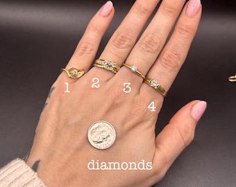 Estate Stackable 14k Gold Mixed Diamond Rings Bands - 3/20/26 - LOT LL