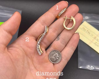 Estate Stackable 14k Gold Mixed Diamond Lot - 6/2 - LOT F