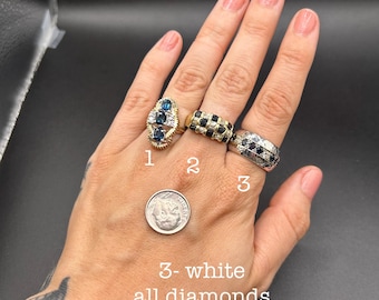 Estate Stackable 14k Gold Mixed Diamond Rings Bands - 6/8 - LOT S