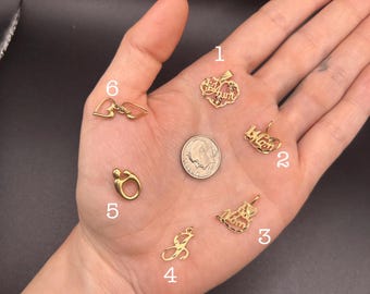 Estate Stackable 14k Gold Mixed Pendants Charms - 5/18 - LOT K