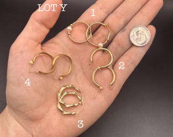 Estate Stackable 14k Gold Mixed Hoops Earrings - 5/15 - LOT Y