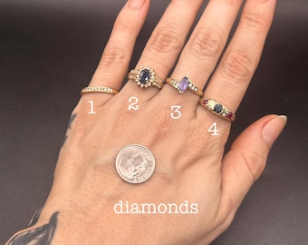 Estate Stackable 14k Gold Mixed Diamond Rings Bands- 3/27/26 - LOT FF