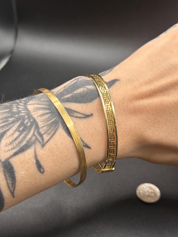 Estate Stackable 18k Gold Mixed Bangle Bracelets … - image 4