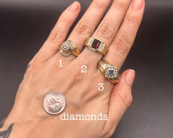 Estate Stackable 10k Gold Mixed Diamond Rings Bands - 4/23 - LOT R