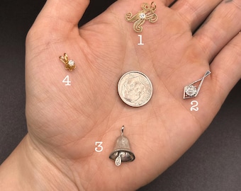 Estate Stackable 14k Gold Mixed Diamond Pendants Charms - 5/28 - LOT J