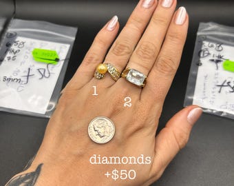 Estate Stackable 14k Gold Mixed Diamond Rings Bands - 6/1 - LOT M