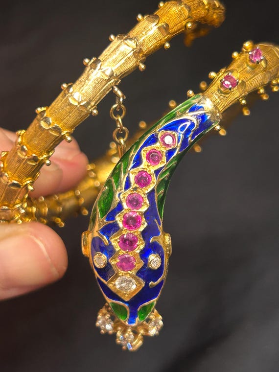 Estate Stackable 14k Gold Mixed Bangle Bracelet  … - image 6