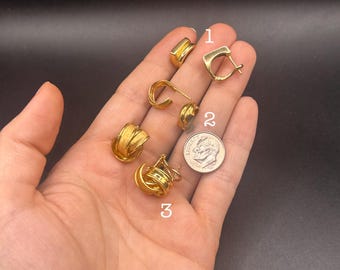 Estate Stackable 18k Gold Mixed Hoop Stud Dangle Earrings - 3/24/26 - LOT G